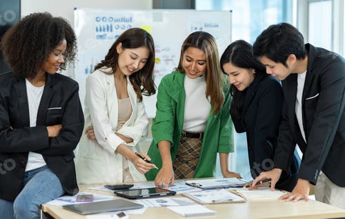 Preview: Business people working and brainstorming in the office