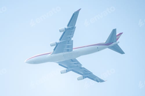 Preview: Low angle of an airplane on the sky
