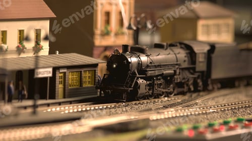 Preview: Vintage old locomotive arrive at the station.
