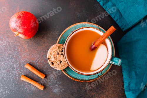 Preview: Wintertime chai-spiced apple cider with assam tea, cinnamon, ginger, cardamom and almond milk