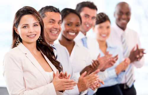 Preview: Successful Business Team Applauding At The Office Looking Happy