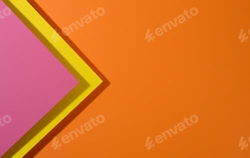 Preview: Modern orange background with sheets of paper with shadow. Template, banner, copy space