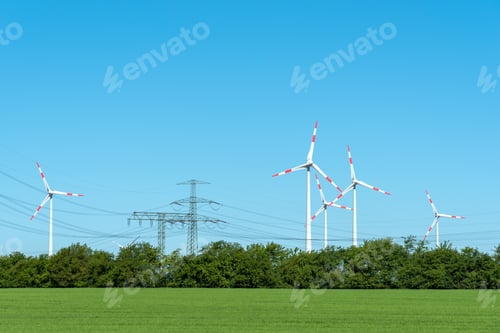 Preview: High voltage power lines and wind turbines