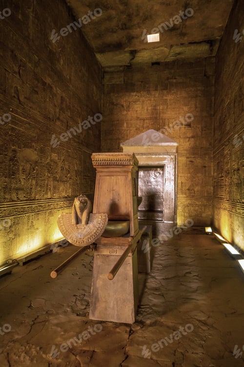 Preview: Interior of the Temple of Edfu in the city of Edfu, Egypt. On the bank of the Nile river