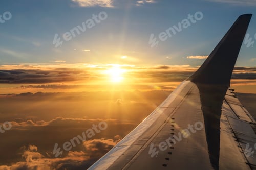 Preview: View of the clouds and airplane wing from the Inside