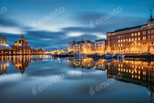 Preview: Helsinki, Finland. View Of Kanavaranta Street With Uspenski Cathedral And Pohjoisranta Street In