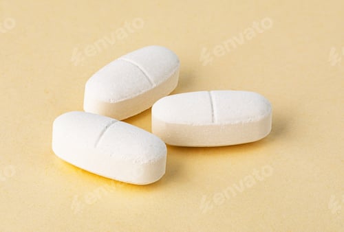 Preview: White oval pills medication for health and healthcare