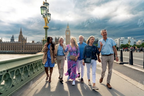 Preview: Senior group old buddies reunion in London
