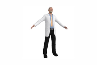 Preview: Figure man in lab coat with extended arms