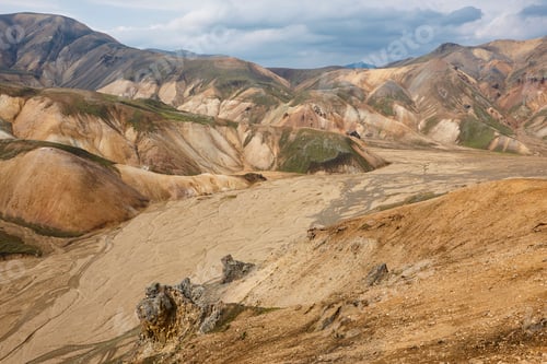 Preview: Volcanic landscape with rhyolite formations. Fjallabak. Vertical. Iceland