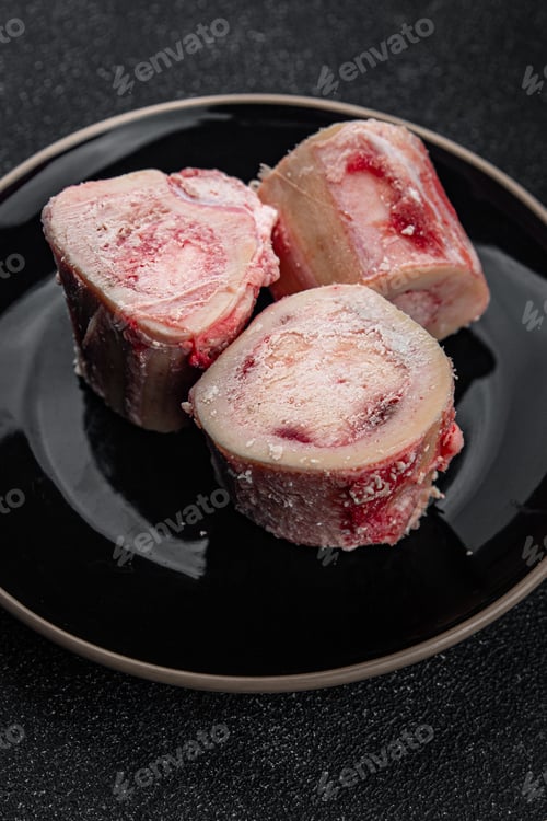 Preview: raw bone food bone marrow fresh eating cooking appetizer meal food snack on the table copy space