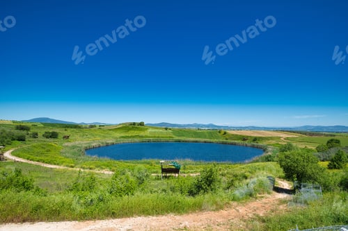 Preview: lake created by meteorite fall ,Twin lakes Zerelia or Zirelia, Volos , Greece