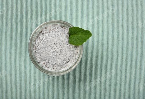 Preview: Jar of chia seeds pudding with coconut milk