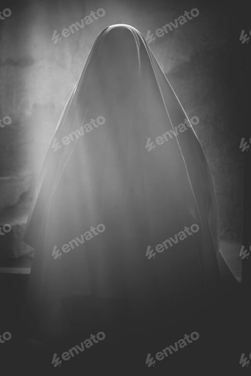 Preview: Scary ghost in dark, spooky halloween night