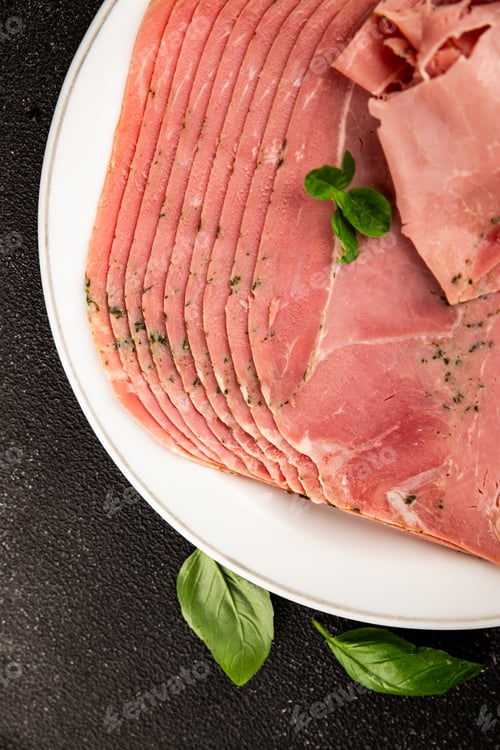 Preview: Ham spam pork prosciutto cotto natural product tasty snack fresh delicious gourmet food