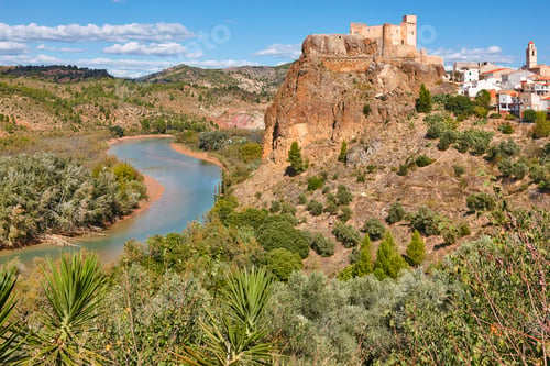 Preview: Picturesque village with medieval castle and river meander. Cofrentes, Spain