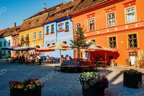 Preview: Beautiful streets of the Romanian city of Sighisoara, with colorful houses