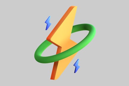 Preview: Stylized lightning bolt with green ring and three blue lightning bolts