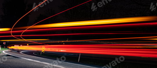 Preview: abstract red car lights at night. long exposure