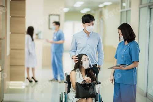 Preview: medical activity in hospital, professional doctor person talking with team or patient together