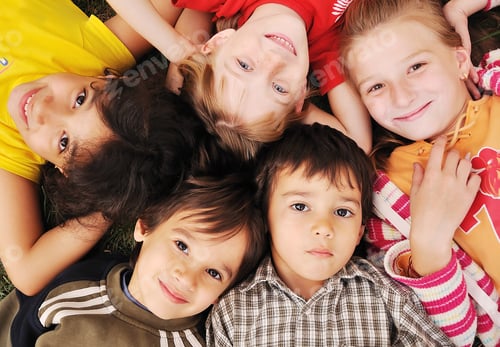 Preview: Small Group Of Happy Children Outdoor