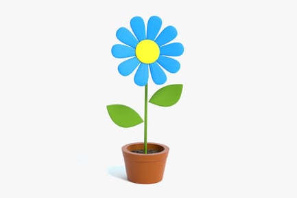 Preview: Stylized Blue Daisy in Pot