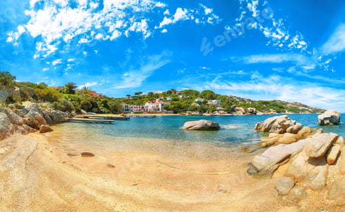 Preview: Captivating view of beach on Porto Rafael resort. Picturesque seascape of Mediterranean sea.