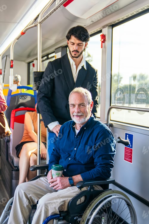 Preview: Man in wheelchair using public transportation bus
