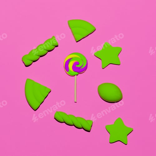 Preview: Lollipop and Sweets. Minimal. Candy colorful mood Flatlay Art