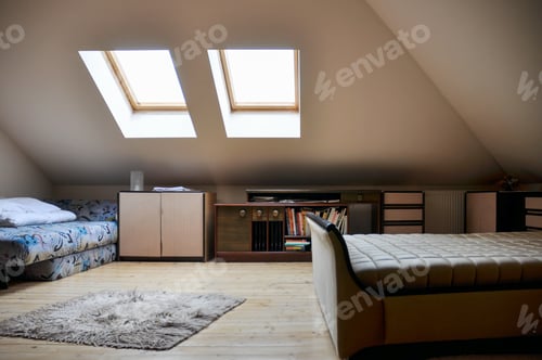 Preview: Home decor. Indoor decoration. Two windows on the roof, Slovakia, Europe.