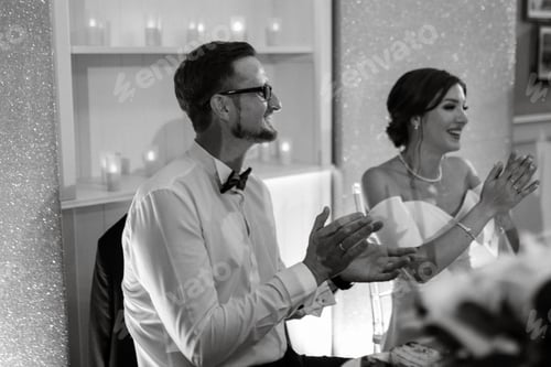 Preview: portrait of the newlyweds at the presidium