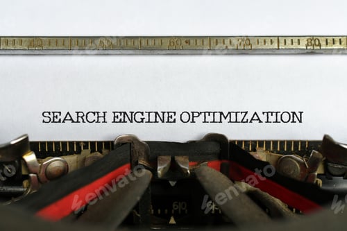 Preview: Search Engine Optimization SEO typed with vintage typewriter