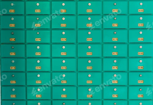 Preview: row of green mailboxs