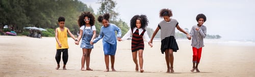 Preview: Funny vacation. Children or kids playing and romp together at the beach on holiday.