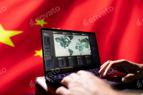 Preview: Chinese military agent in war room looks at aerial map on device