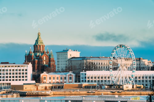 Preview: Helsinki, Finland. View Of Uspenski Cathedral On Hill And Ferris