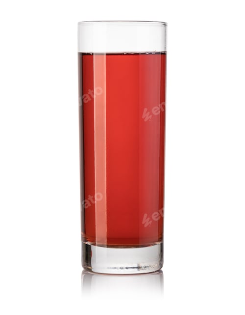 Preview: Refreshing Red Drink in a Glass on White