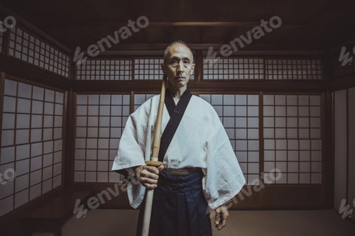 Preview: Senior martial art master in his dojo