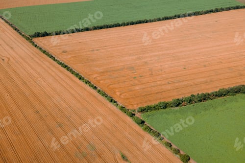 Preview: aerial view of agricultural lands with multiple crops