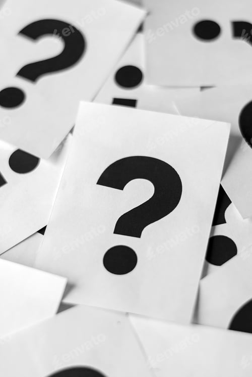 Preview: White cards with question marks