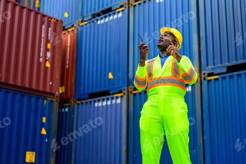 Preview: Warehouse engineer working at container yard