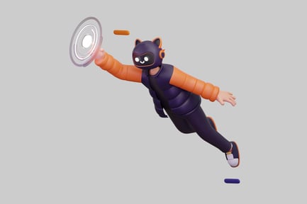 Preview: Cute cyberpunk character with flying disc