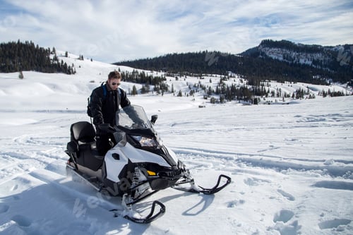 Preview: Man on snowmobile, Jackson Hole, Wyoming