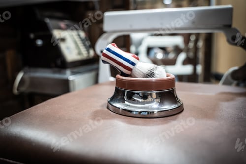 Preview: A shaving brush in a barber shop