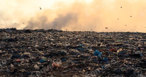 Preview: Landfill with burning trash piles