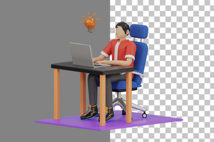 Preview: Working on Laptop 3D Illustration
