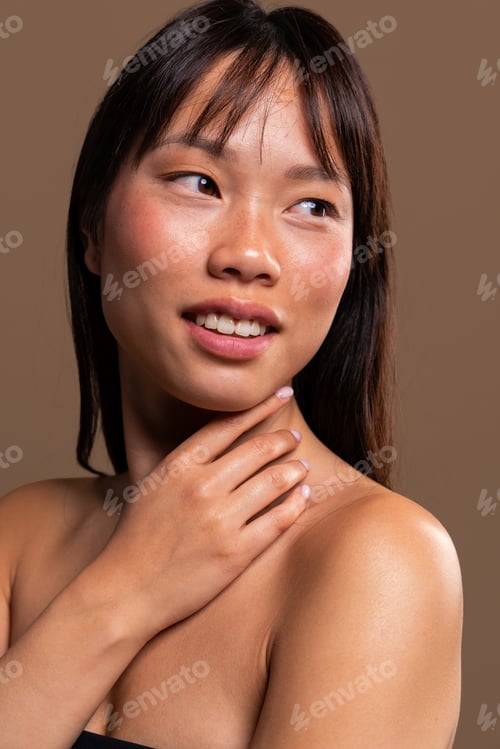 Preview: Beautiful asian woman portrait, young asian woman posing with natural skin beauty