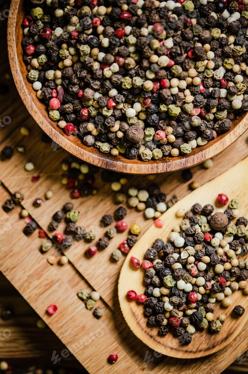 Preview: Peppercorn on rustic background.