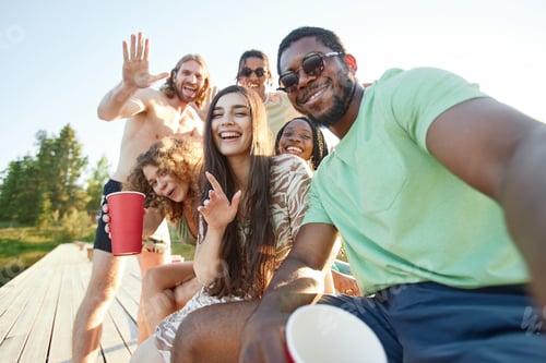 Preview: Diverse Group of Friends Selfie Outdoors