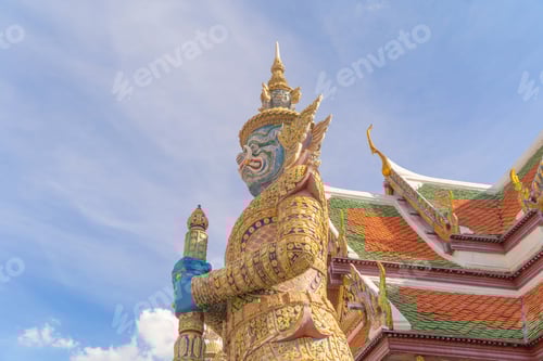 Preview: Golden pagoda at Temple of the Emerald Buddha in Bangkok, Thailand. Wat Phra Kaew and Grand palace